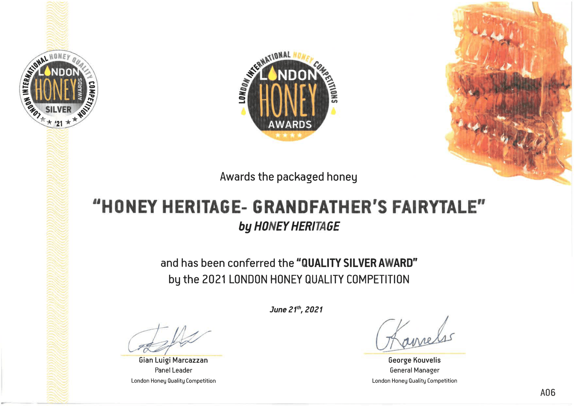 London Honey Quality Competition 2021 - Срібна нагорода за мед Grandfather's Fairytale