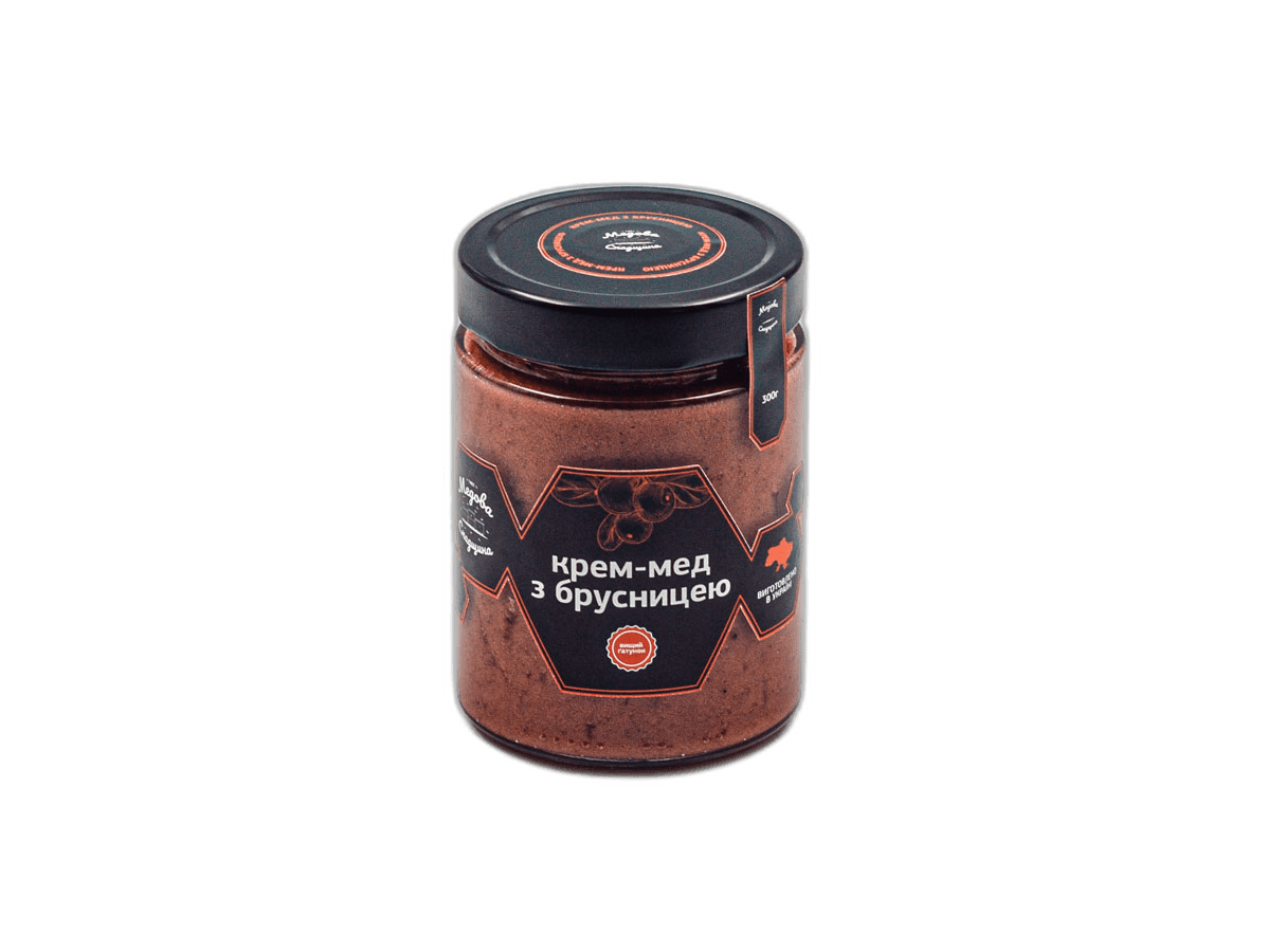 Крем-мед з брусницею (ґоґодзами)