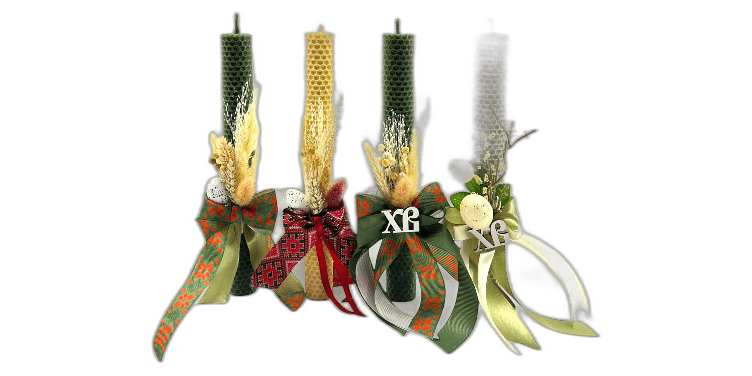 Натуральні свічки з бджолиної вощини з декором